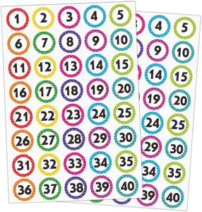 Dot Consecutive Number Labels Self-Adhesive Water Resistant Number Stickers for Office, Classroom, Indoor, Boxes, Storage