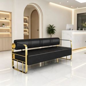 Hair Salon Waiting Chair Beauty Salon Clothing Store Rest Area Stainless Steel Gilded Sofa Waiting Area Long Bench - Product Image 1