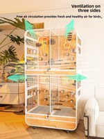 Jaula Grande para Pájaros de Acero al Carbono y Vidrio, Diseño Antiescape de Múltiples Niveles, Villa de Lujo para Pájaros, Configuración Ecológica para Cría de Loros y Animales Pequeños