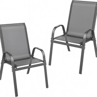 Chaise empilable démontable en métal FC1064K KD, style moderne et épuré, pour mobilier d'extérieur, jardin, patio, balcon, loisirs