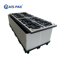 Boîte de palette en plastique renforcé avec cadre en acier et couvercle, pliable, robuste, grande capacité, conteneur de stockage pliable
