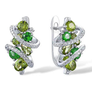 Pendientes de plata 925 de lujo con cristales verdes y azules, diseño geométrico para mujer, joyería de fiesta - Product Image 3