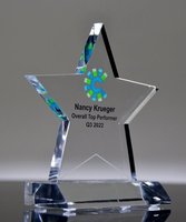 Personnalisé Gravé Cristal Acrylique Étoile Entreprise Souvenir Événement Prix Retraite trofi Lucite Pentagramme Médailles Prix Trophée Plaque