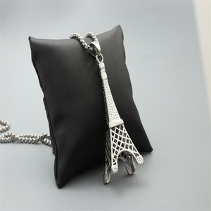 Collar con colgante de la Torre Eiffel, acero inoxidable, unisex, regalo de moda, joyería - Product Image 2