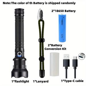 超亮手电筒自行车充电电池发光二极管手电筒户外type-C变焦手电筒 - Product Image 2