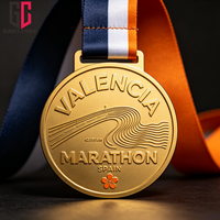 Médaille de finisseur de marathon de Valence en alliage de zinc personnalisée en usine, médaille de récompense sportive de course à pied en émail avec logo personnalisé et ruban