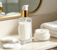 Flacon carré en verre givré transparent pour lotion, essence et fond de teint liquide