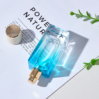 Nouveau design, flacon de parfum carré personnalisable en verre dégradé, avec bouchon pompe, capacité 50 ml, pulvérisateur scellé imprimé