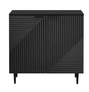 Mueble Auxiliar de Madera Portátil de Estilo Moderno y Minimalista con Estantes Ajustables y Puerta con Diseño Geométrico Elegante para Sala de Estar o Zapatero - Product Image 5