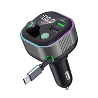 Cargador Rápido para Auto GZ11-C de 65W con Cable Retráctil PD Tipo-C, Múltiples Puertos USB-A, Pantalla de Voltaje y Adaptador para Encendedor