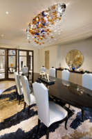 Lustre Moderne en Verre Boule d'Éclairage Décoration de Restaurant Noir Lampe Suspendue pour Salon Salle à Manger Art Maison Lustre LED en Métal