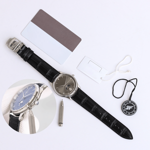 Men's Sleek Mechanical Watch with Moon Phase Function Leather Strap Stainless Steel Case for All Occasions and Daily Wear - Product Image 5