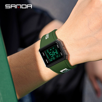 SANDA jam tangan pria, jam tangan Digital lampu LED tahan air kalender hitung mundur jam tangan elektronik sederhana pria