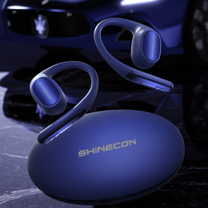 Shinecon หูฟัง IPX4กันน้ำ, ขายดีหูฟังอายุการใช้งานแบตเตอรี่ยาวนานลำโพงไมโครโฟนคู่หูฟังนำอากาศ