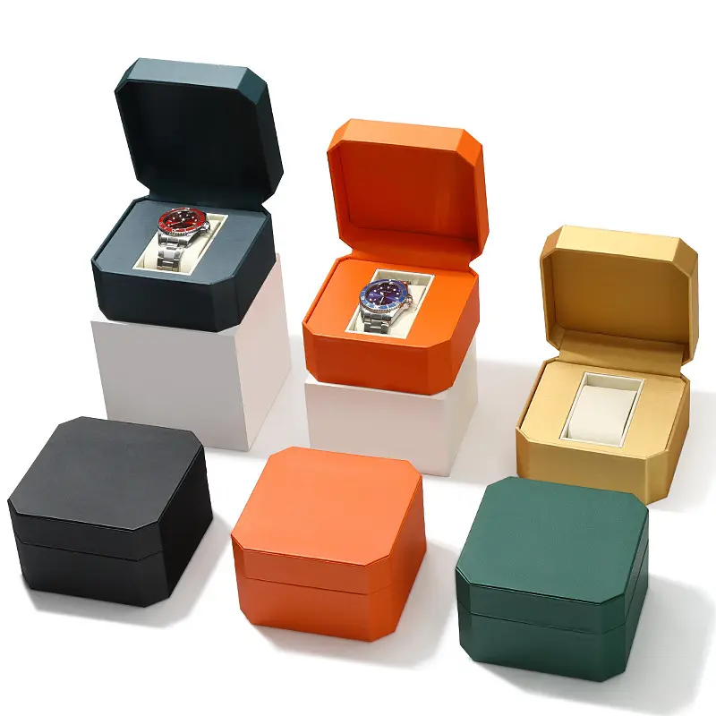 LAIHE Low MOQ PU Leather Green Watch Box Custom Logo Luxury Watch Packaging Boxes Watch Gift Box