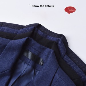 Dames Professionele Pakken Nieuwe Lente Koreaanse Langarm Gestreepte Anti-Kreuk Velours <span class=keywords><strong>Blazer</strong></span> Met Ingesneden Kraag Midi Kantoor Dame - Product Image 4