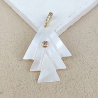 Pendentif en nacre de haute qualité gravé en forme d'arbre avec zircons colorés, breloques en coquillage naturel blanc, accessoire de mode