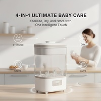 Stérilisateur de biberons portable électrique entièrement automatique sans BPA 800W, stérilisateur-sécheur multifonction 4-en-1