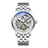 Montre mécanique automatique creuse en acier inoxydable pour hommes de 41mm cadran en verre pointeur de fenêtre caractéristiques d'affichage alarme 22mm vente en gros