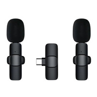 PIX-LINK Nouveau 1 Drag 2 Microphone Lavalier 2.4GHz 2 en 1 Mini Microphone Portable Microphone d'enregistrement sans fil pour téléphone