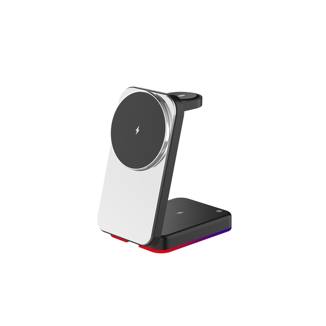 Justlink 3 in 1 Foldable Magnetic Wireless Charger 15W Smart Fast Charging Station 360 Degree Rotation for iPhone 15/14/13/12
