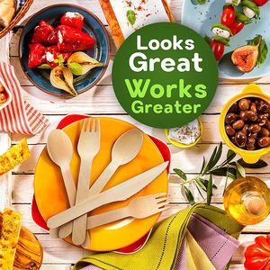 Newell Oem logo Restaurant luxe exécutif cuillères couteaux en gros pas cher 300 pièces ensemble de couverts en bois jetables pour la cuisine - Product Image 6