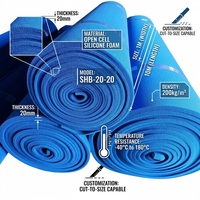 Feuilles de mousse de silicone à cellules ouvertes bleues 20MM, rouleau 1Mx10M, éponge résistante à la chaleur pour table à repasser et presse à chaud