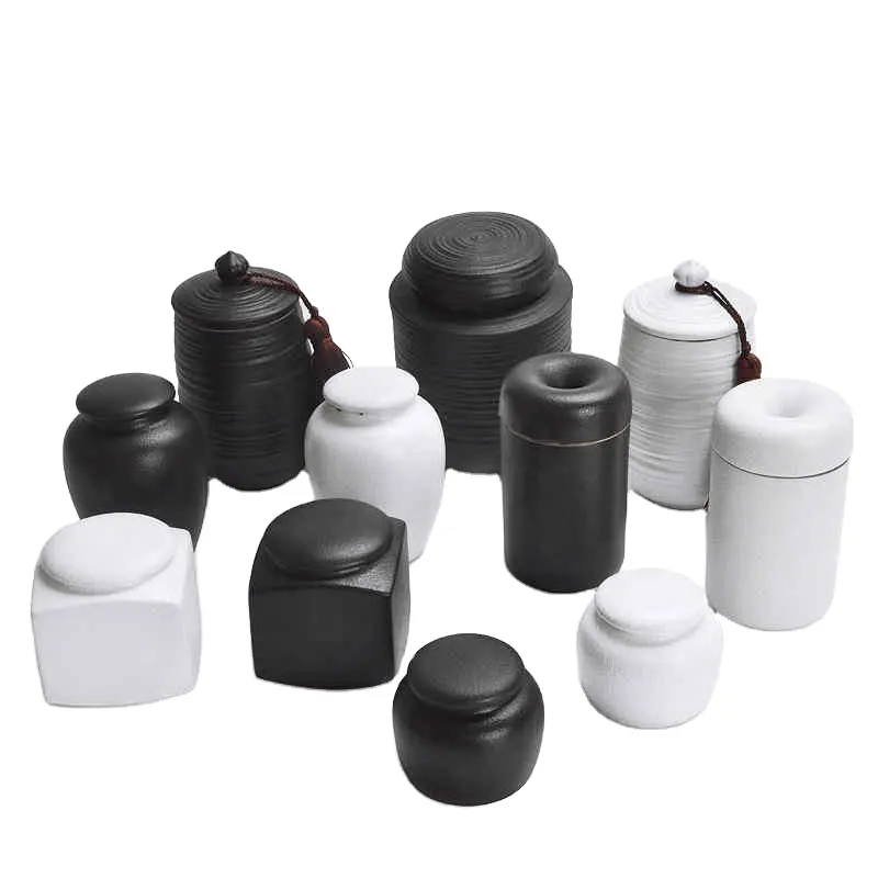 大容量黒陶器茶缶ポータブル密閉瓶トラベルティーキャディ収納スパイスティーボックスキャンディー収納タンク家の装飾