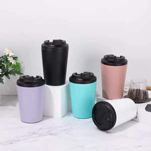 Custom Logo 12oz Double Wall Stainless Steel Insulated Tumbler Reusable Coffee Thermos <b>Cup</b> Thermal Travel Mug With Lid - Product Image 1