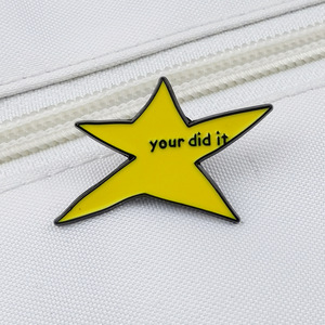 Broche étoile à cinq branches jaune irrégulière, motif goutte d'huile, personnalité créative, avec inscription anglaise 'You Have Done' - Product Image 3