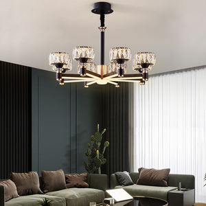 Nordic 6 Brazos Iluminación Lámpara de techo Comedor Hotel 6 Brazo Iluminación Candelabro negro con cristal - Product Image 3