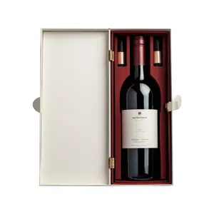 Clamshell type personalized champagne wine tasting boxes gift with bottle stopper set carton wine box