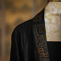 Veste longue pour femme, style chinois, en soie de mûrier noire haut de gamme, brodée, en matériaux recyclés, modèle 1681