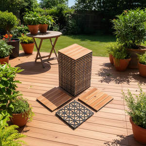 Baldosas de Madera Encajables Modernas para Terraza, 11.8 x 11.8, Impermeables, para Exteriores, con Diseño de Rayas y Doble Bloqueo - Product Image 2