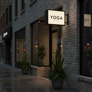 Panneau lumineux LED personnalisé EZD pour intérieur, panneau publicitaire circulaire en acrylique et acier inoxydable, boîte à lumière étanche pour magasin commercial - Product Image 6