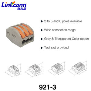 การเชื่อมต่อโดยไม่ต้องใช้เครื่องมือสายไฟ3ขาขั้วต่อสายไฟแบบเร็วอุปกรณ์เสริมประเภทคันโยกง่าย921-3 P cUL จดทะเบียน - Product Image 4