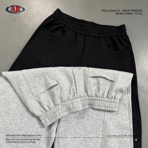 2025 automne hiver Collection hommes 320g couche d'air Mamba coton épissage Machette polyvalent ample pantalon droit Style décontracté - Product Image 5