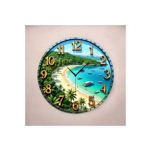 นาฬิกาแขวนผนังทรงกลมไม้พิมพ์ลายสีสันสดใส ขนาด 45x45 ซม. สไตล์คลาสสิก ผลิตในตุรกี เหมาะเป็นของขวัญ - Product Image 1
