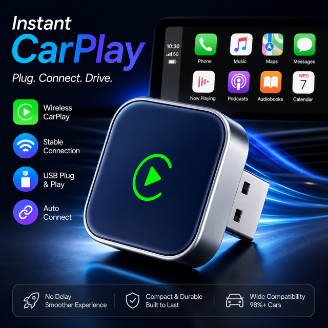 Mini Carplay Dongle Wireless Android Auto Adapter Portable Compact Vehicle Smart Next Gen 2026 New Release Style