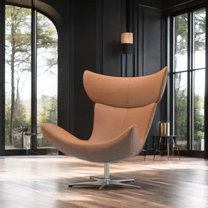 旋转丹麦设计休闲豪华玻璃纤维休息室皮革客厅休闲旋转口音伊莫拉扶手椅 - Product Image 4