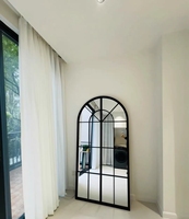 American Industrial Arched Window Pane Retro Church Window Decoration Mirror Iron Art Wall Mounted Mirror