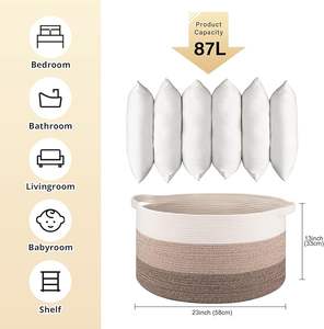 ตะกร้าเก็บของขนาดใหญ่พิเศษ OIAHOMY, 23 นิ้ว x 13 นิ้ว สำหรับเก็บผ้าห่มแบบสาน - Product Image 2