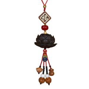 Pendentif de voiture en bois de boxwood et lotus Mu Dingyao, ornement de rétroviseur en bois de pêche, vente en gros d'usine, cadeau décoratif - Product Image 5
