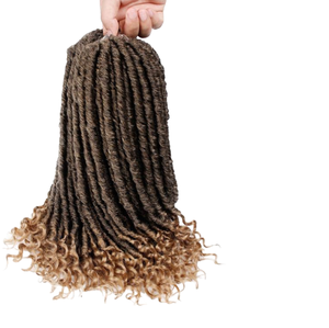 Tresses Crochet Faux Locs Déesse Droites 18 Pouces, Lot de 12 Mèches, Extensions de Cheveux Synthétiques <span class=keywords><strong>Dreadlocks</strong></span> avec Pointes Bouclées - Product Image 5