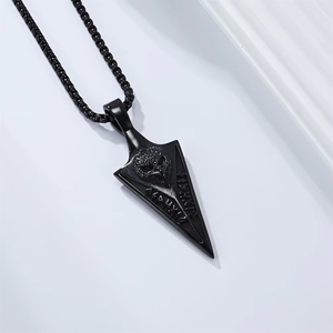 Collar con Colgante <span class=keywords><strong>de</strong></span> Acero Inoxidable 316L Antideslustre, Diseño <span class=keywords><strong>de</strong></span> la Lanza Gungnir <span class=keywords><strong>de</strong></span> Odín con Cuervo y Runas Nórdicas, para Hombre - Product Image 3