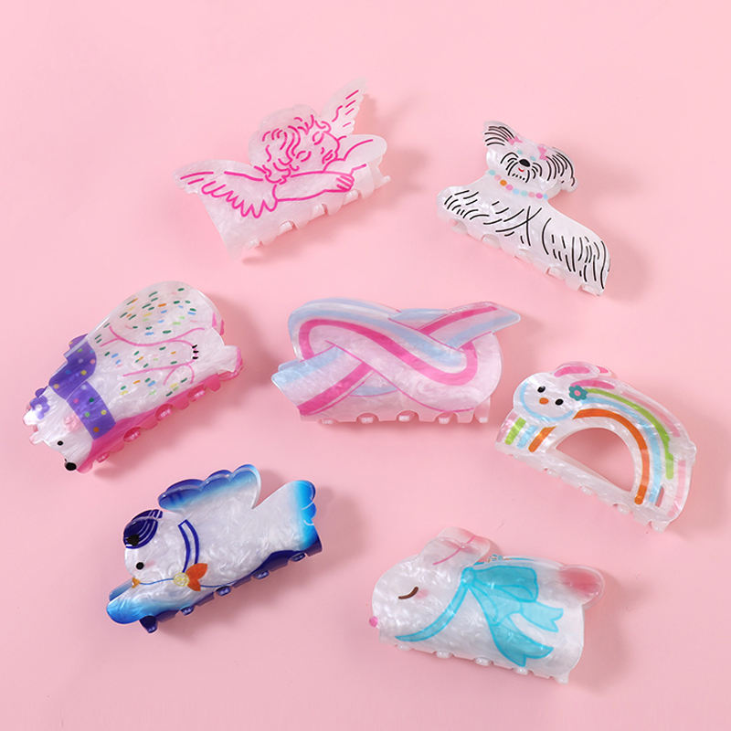 Midairy OEM ODM Vivid and Cute Spliced Polar Bear Wearing Scarf Hair Claw Clips for Girls Kids Hair Accessories 86x40mm 4083