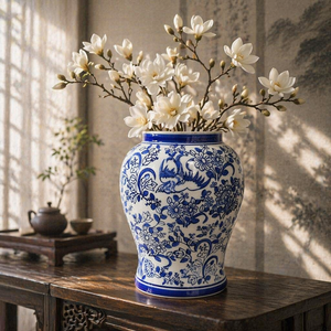 <span class=keywords><strong>Vase</strong></span> en <span class=keywords><strong>porcelaine</strong></span> bleue et <span class=keywords><strong>blanche</strong></span> de style zen chinois ARM LVG, artisanal, peinture vintage florale, décoration orientale pour la maison, <span class=keywords><strong>vase</strong></span> en céramique, grès - Product Image 4