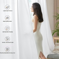 Voilages Blancs Transparents 100% Polyester Semi-Occultants Prêts à Poser Isolants Ignifuges Toutes Saisons