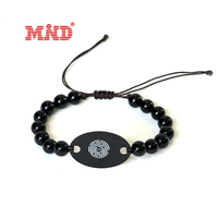 Prix pas cher nouveau bracelet réglable en perles d'obsidienne étanche RFID
