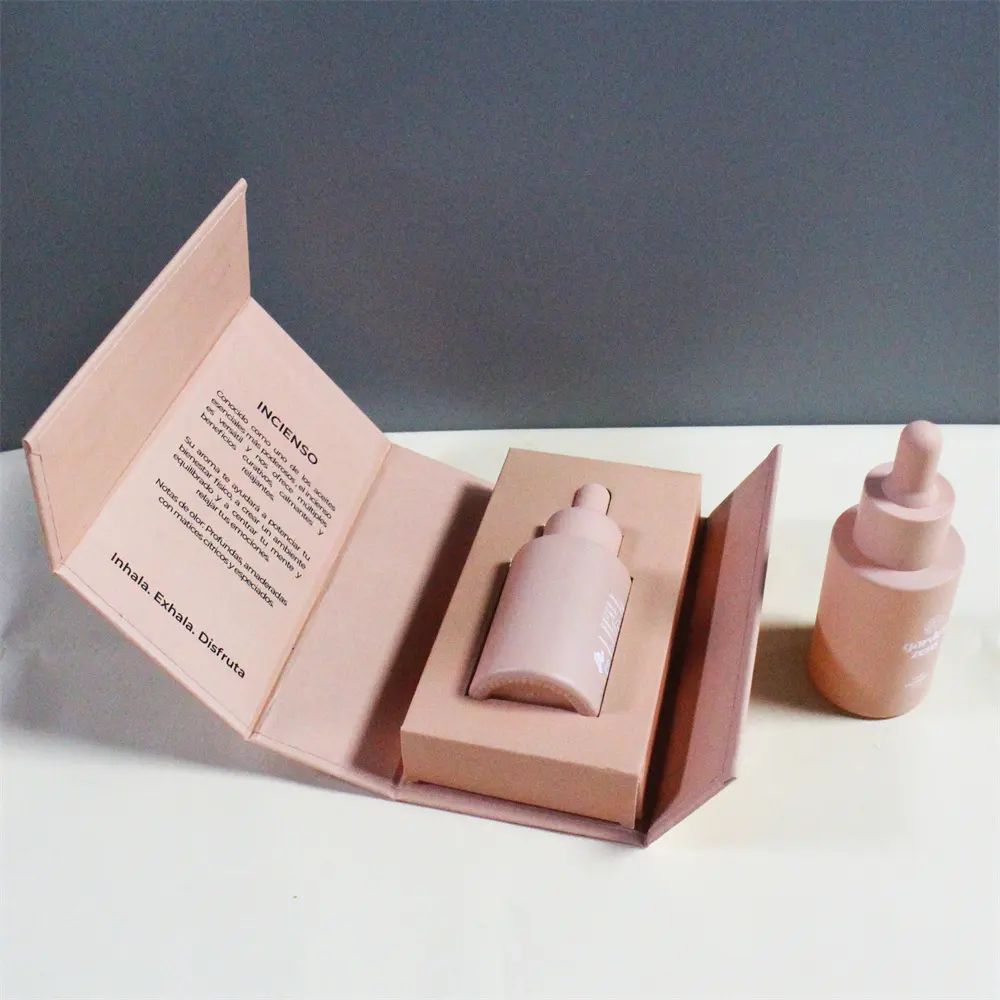 High Quality Frosted Cylinder Customized Essential Oil Lotion Cosmetic1oz Pink Glass Dropper Bottle 30ml with box